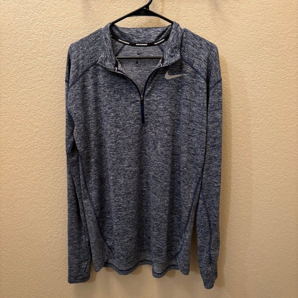 Nike Running Dri-Fit 3/4 Zip Shirt - Blue - Mens Medium